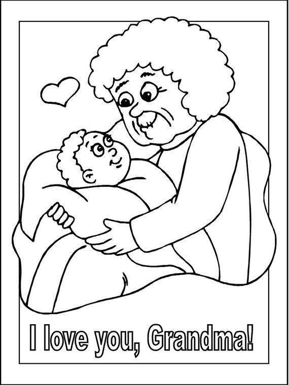 Free Grandparents Day Coloring Pages Grandma and Baby printable