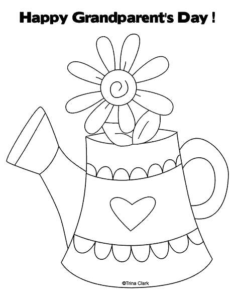 Free Grandparents Day Coloring Pages Watering Pot printable