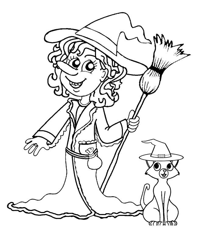 Free Happy Halloween Witches Coloring Page printable