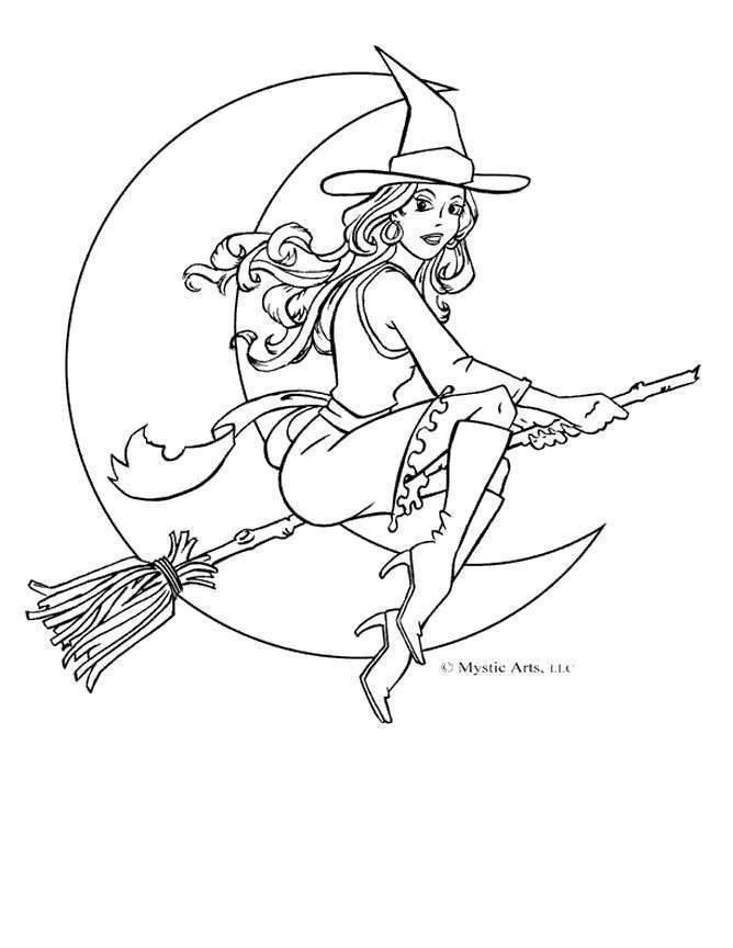 Free Moon and Witches Coloring Pages printable