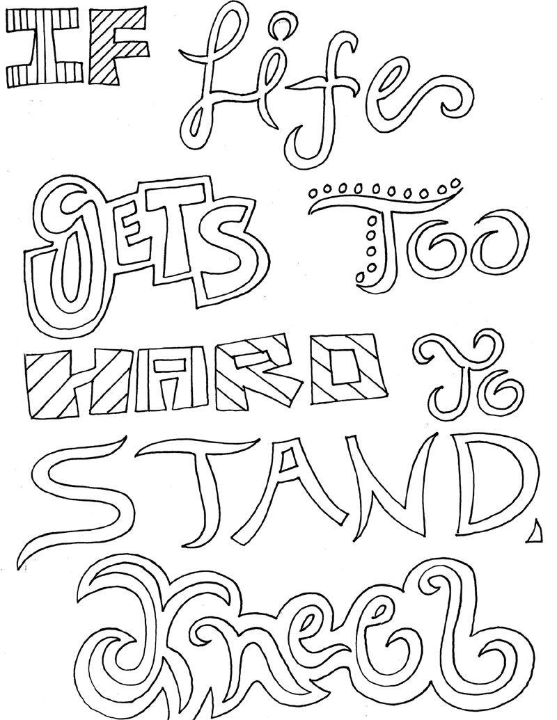 Free Motivational Coloring Pages Life Gets Hard printable
