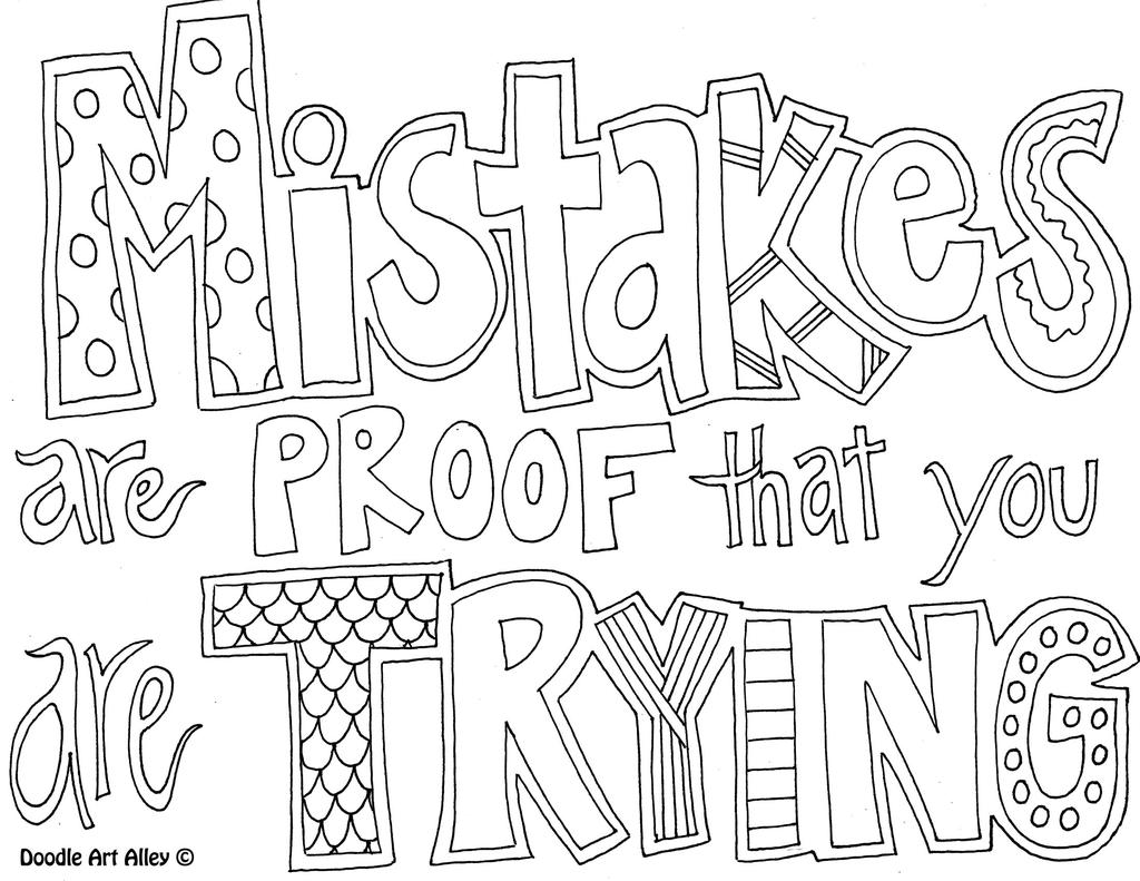 Free Motivational Coloring Pages Mistakes Line Drawing printable