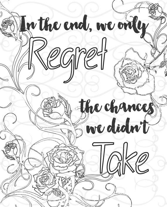 Motivational Coloring Pages Regret The Chances We Didnt Take - Free