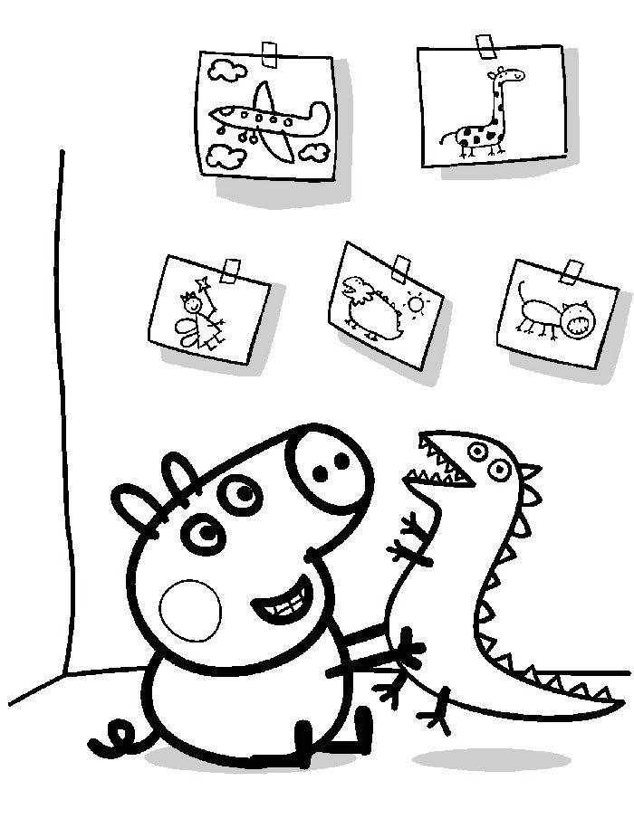 Free Peppa Pig Coloring Pages Dinosaur printable