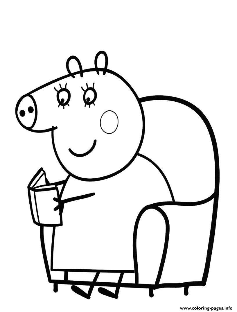 Free Peppa Pig Coloring Pages Mommy Is Reading printable