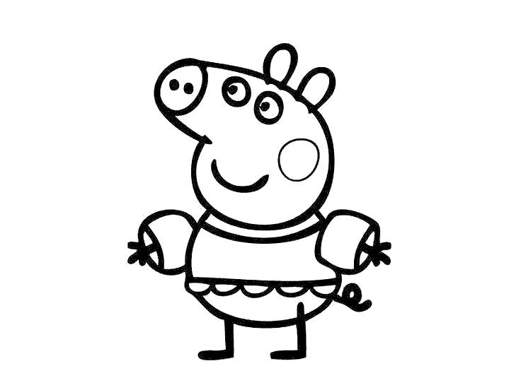 Peppa Pig Coloring Pages Ready To Swim - Free Printable Coloring Pages