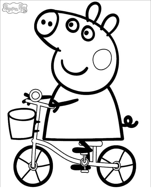 Free Peppa Pig Coloring Pages Riding Bike printable