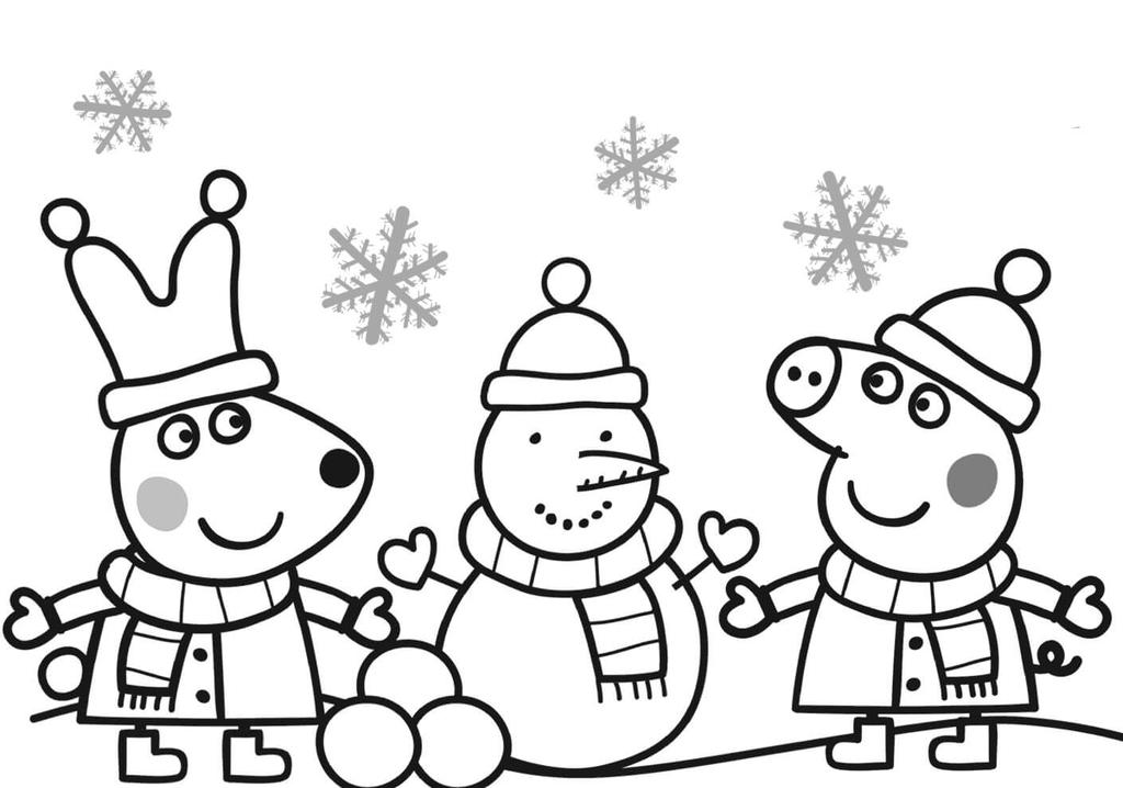 Free Peppa Pig Coloring Pages Snowman printable
