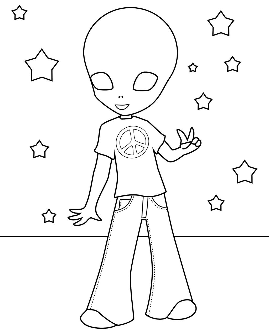 Free Simple Alien Coloring Pages printable