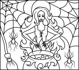 Free Spiders and Witches Coloring Pages printable