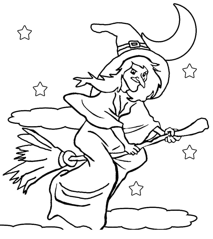 Witches Coloring Pages Black and White - Free Printable Coloring Pages