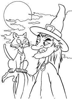 Free Witches Coloring Pages Cat printable