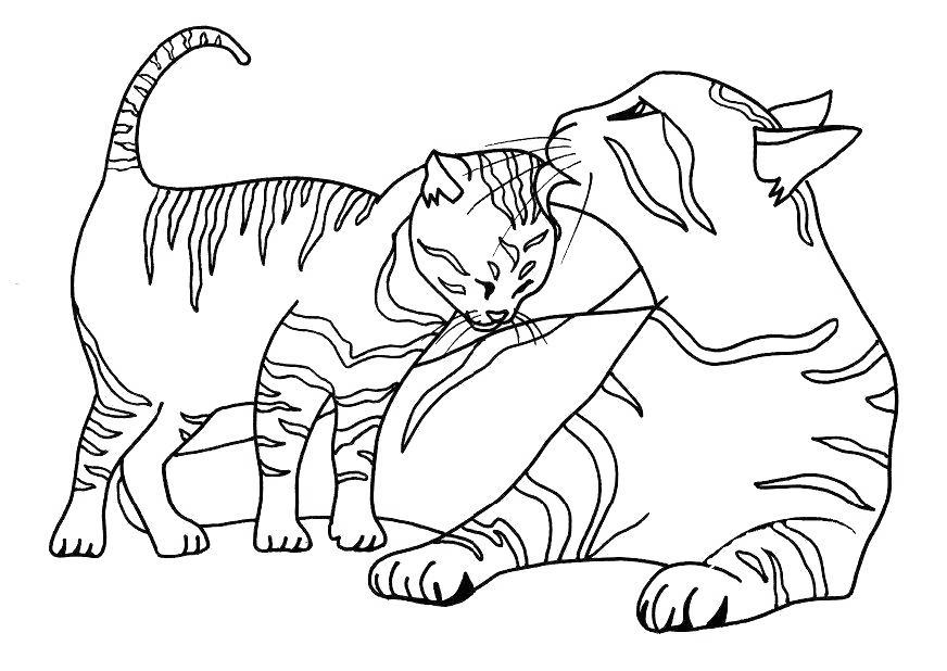 Free Black Cat With Mom Coloring Pages printable