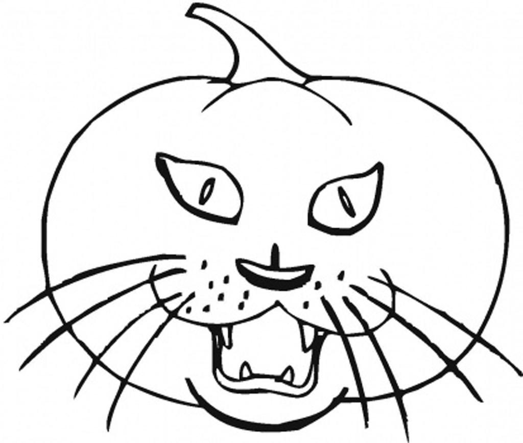 Free Black Pumpkin Cat Coloring Pages printable