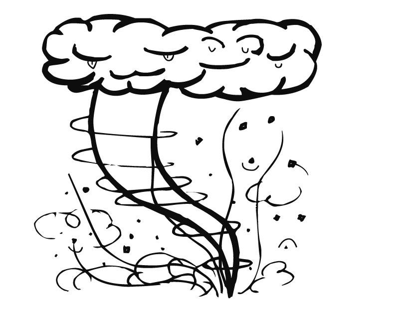 Free Cloud and Tornado Coloring Pages printable