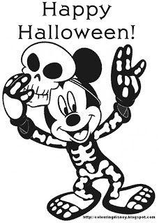 Free Disney Halloween Coloring Pages Skeleton Mickey Mouse printable