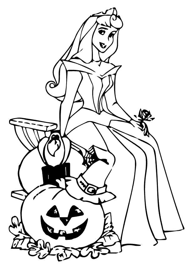 Free Disney Halloween Coloring Pages Sleeping Beauty printable