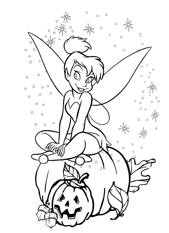 Free Disney Halloween Coloring Pages Tinkerbell printable
