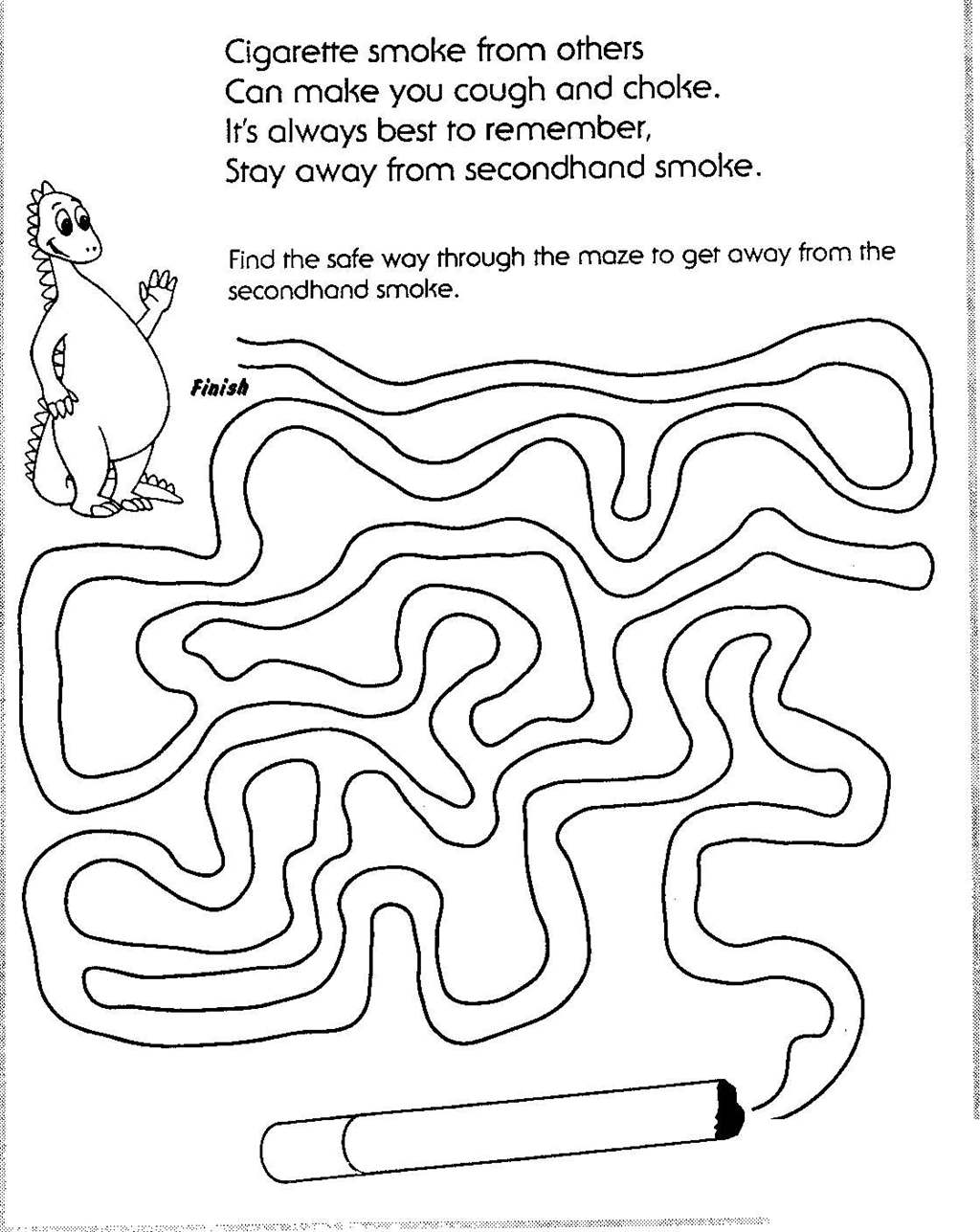 Free Drug Free Coloring Pages Cigarette Maze printable