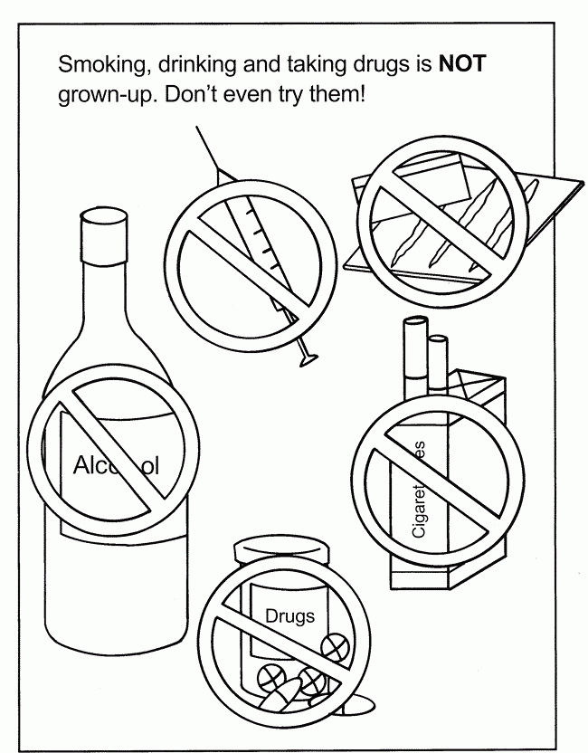 Free Drug Free Coloring Pages Dont Try Smoking Drinking printable