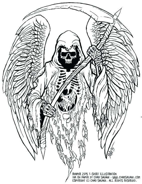 Free Flying Grim Reaper Coloring Pages printable