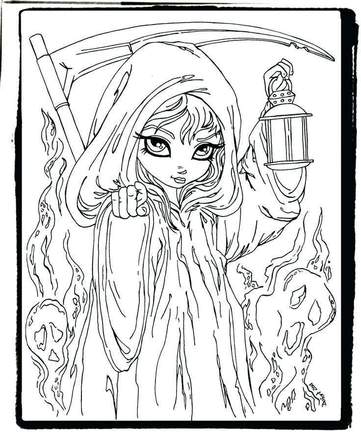 Free Girl Grim Reaper Coloring Pages printable