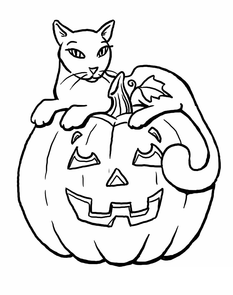 Free Halloween Black Cat Coloring Pages printable