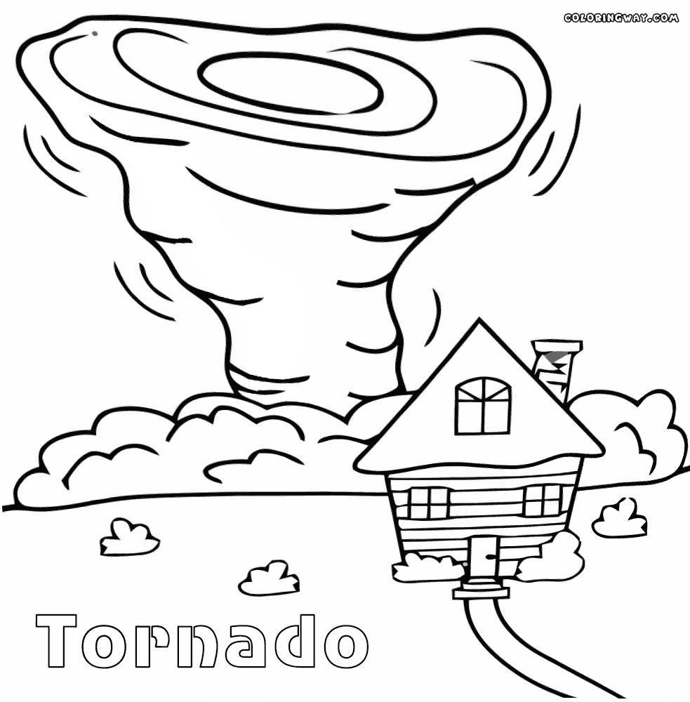 Free House in Tornado Coloring Pages printable