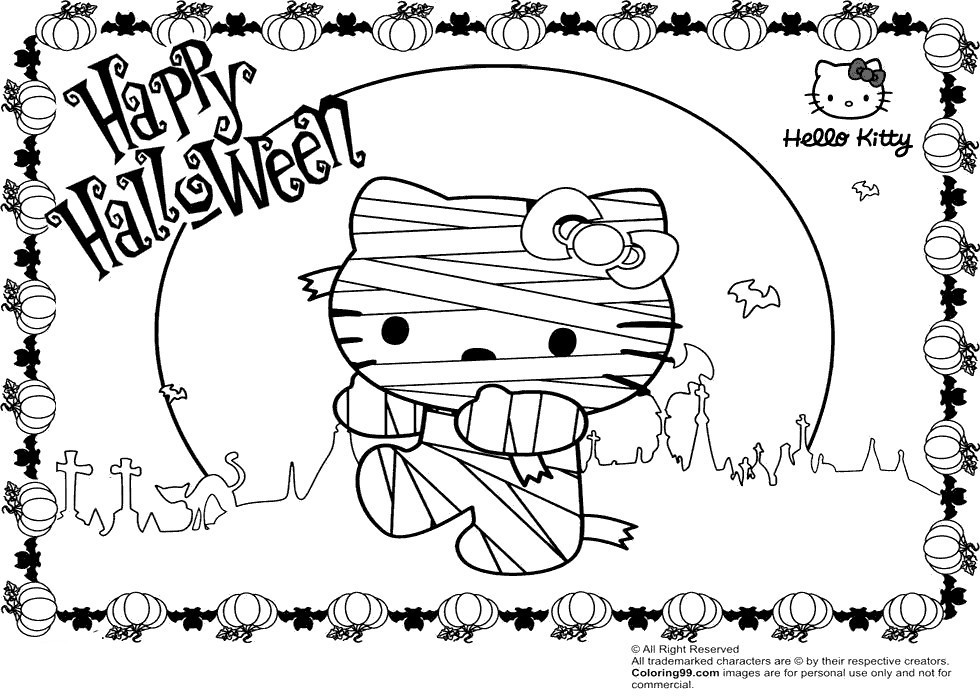 Free Spooky Coloring Pages Hello Kitty printable