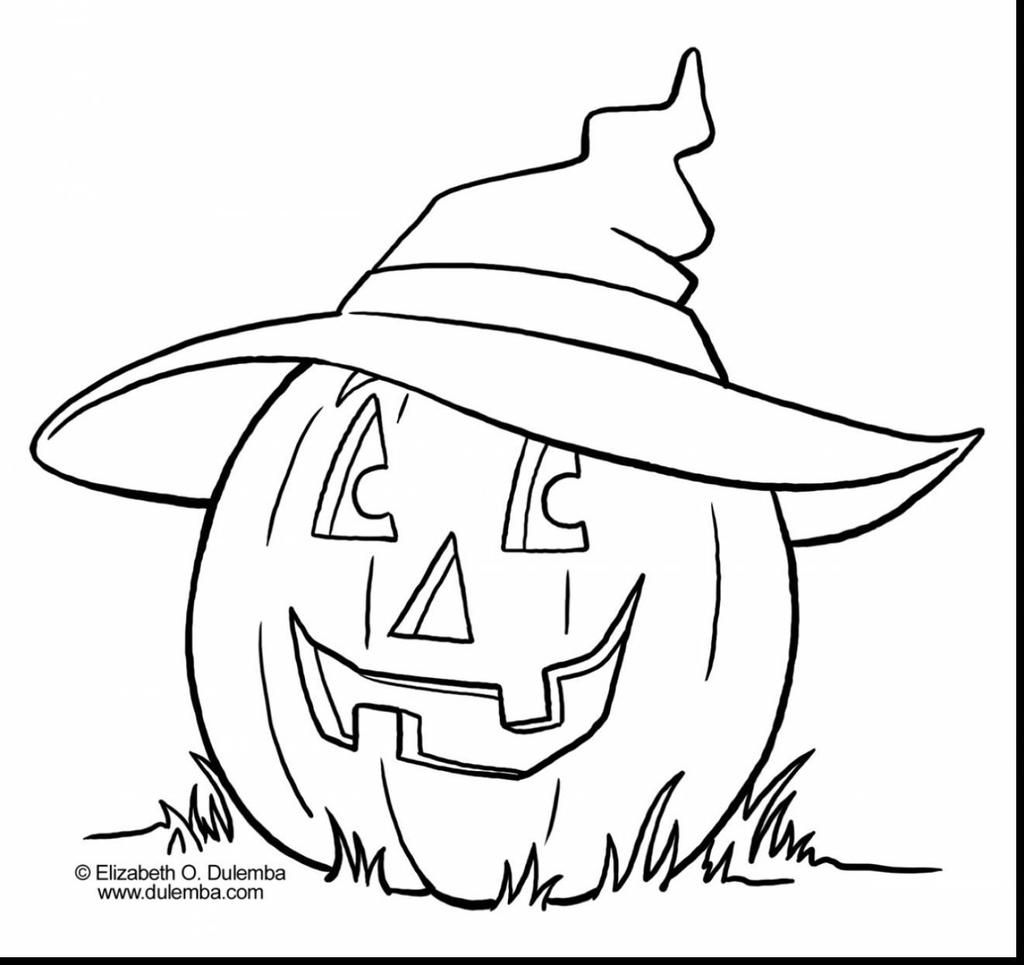 Free Spooky Coloring Pages Pumpkin With Hat printable