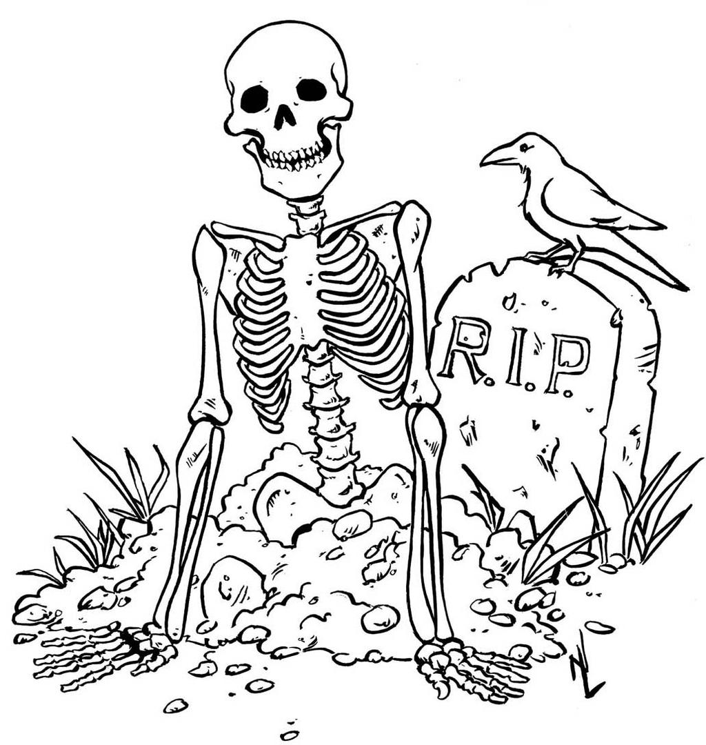 Free Spooky Coloring Pages Tomb printable