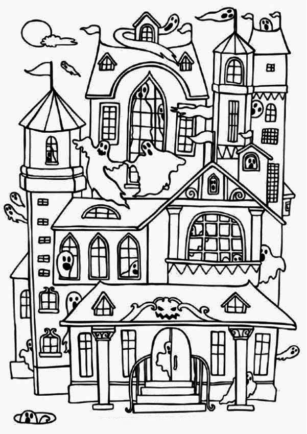 Spooky Haunted Castle Coloring Pages Printable Free Printable