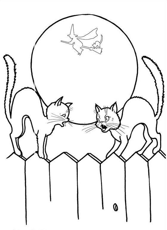 Free Two Black Cats Coloring Pages printable