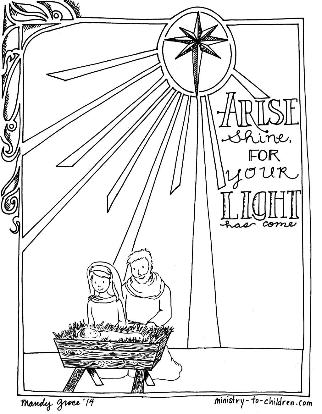 Free Advent Coloring Pages Arise Shine for Your Light printable
