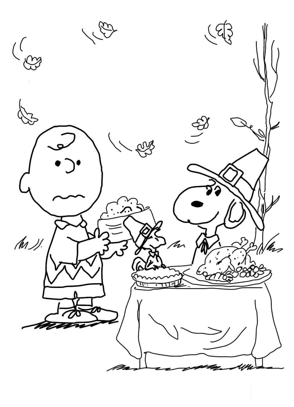 Free Charlie Brown Thanksgiving Coloring Pages Cold Autumn printable