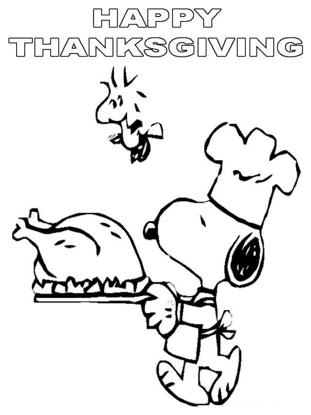Free Charlie Brown Thanksgiving Coloring Pages Snoopy and Turkey printable