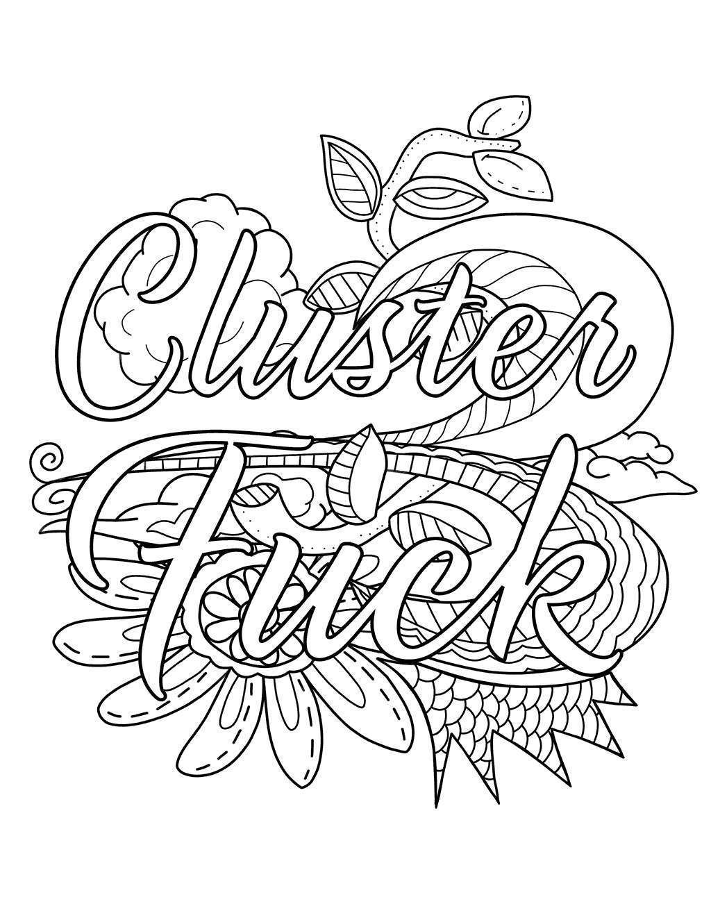 Free Cuss Word Coloring Pages Cluster Fuck printable