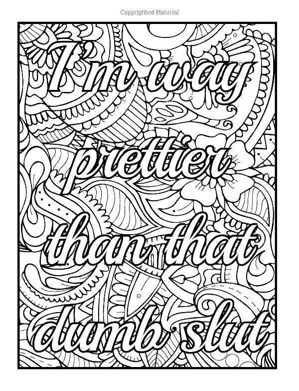 Cuss Word Coloring Pages Im prettier than that dumb shit - Free