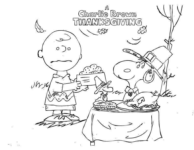 Free Food of Charlie Brown Thanksgiving Coloring Pages printable