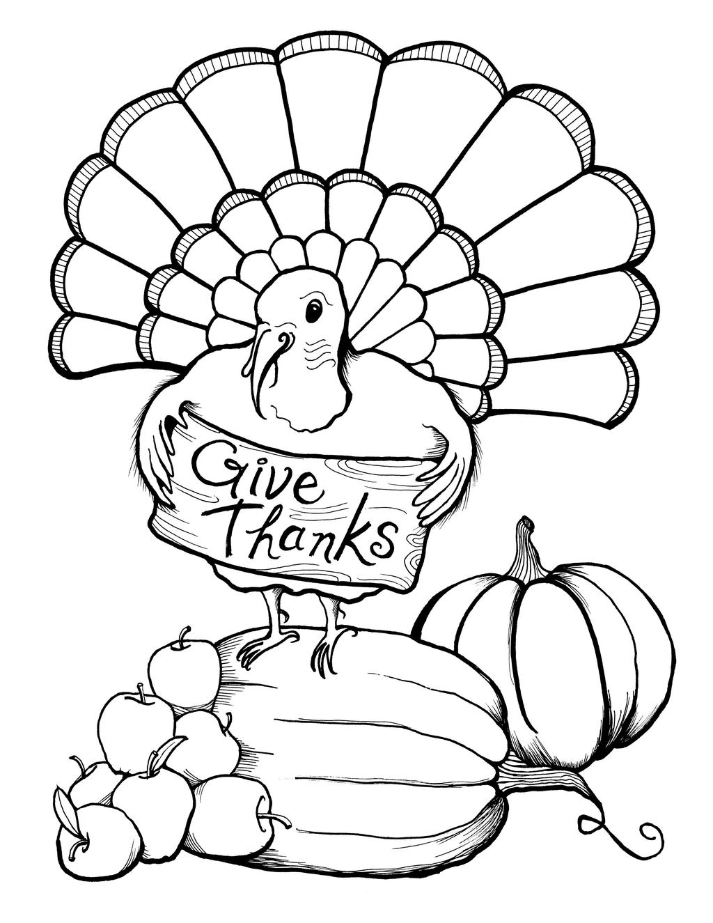 Free Free Turkey Coloring Pages Give Thanks printable
