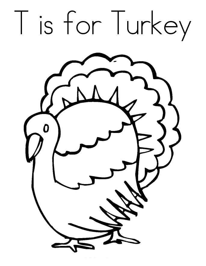 Free Free Turkey Coloring Pages T is for Turkey printable