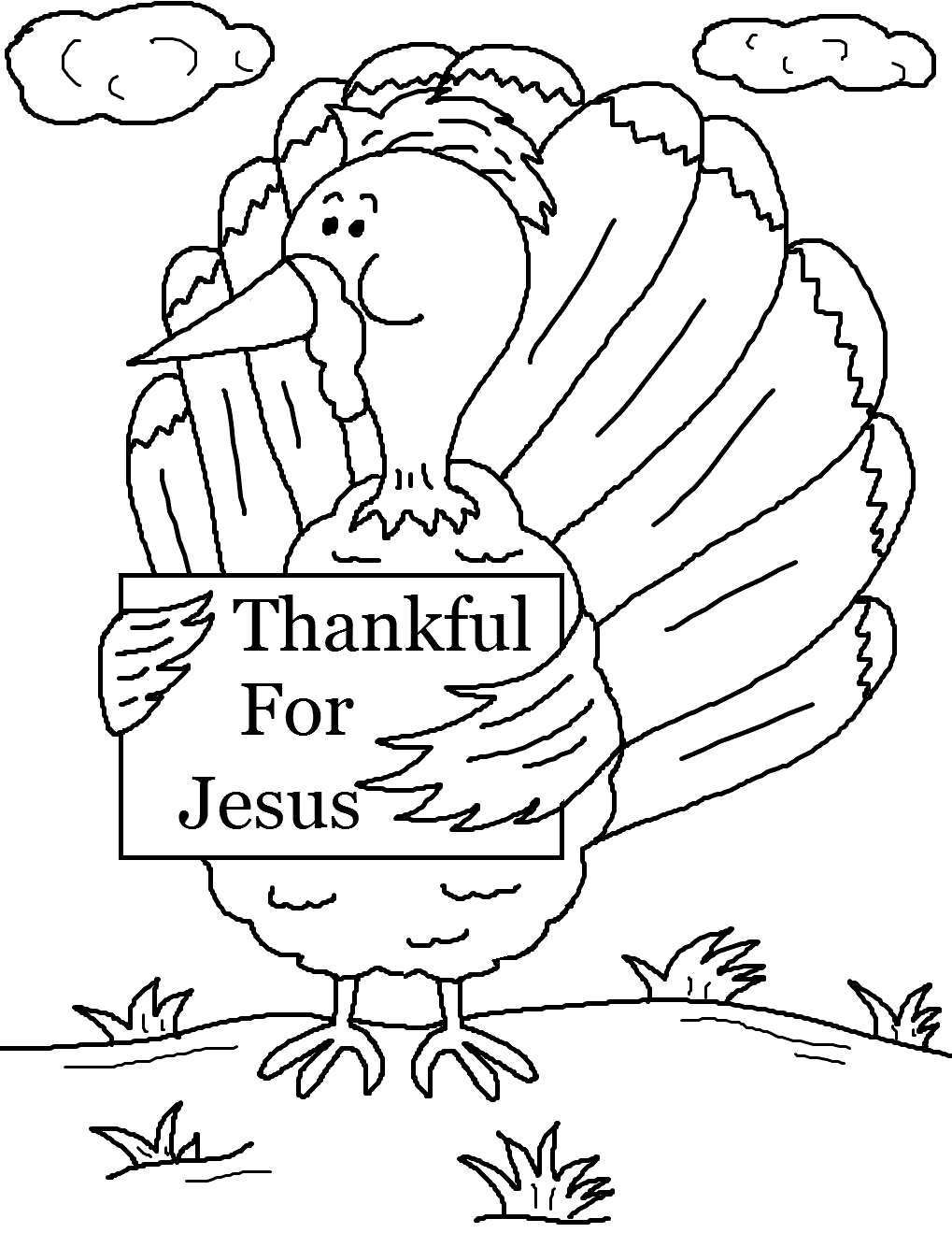 Free Free Turkey Coloring Pages Thankful for Jesus printable