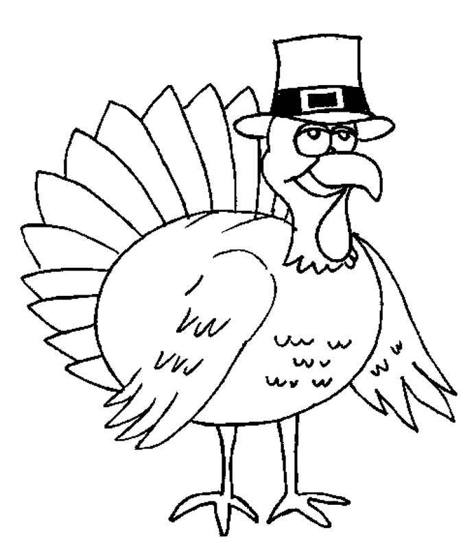 Free Free Turkey Coloring Pages Turkey in Hat printable