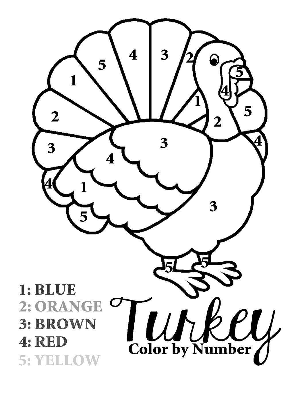 Free Turkey Coloring Sheets Color by Number Free Printable Coloring Pages