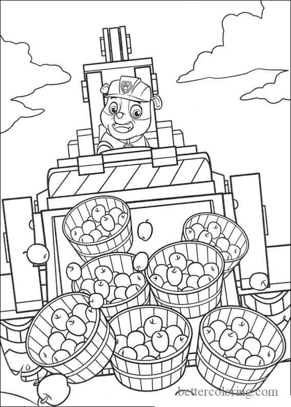 Free Paw Patrol Thanksgiving Coloring Pages Apple Harvesting printable