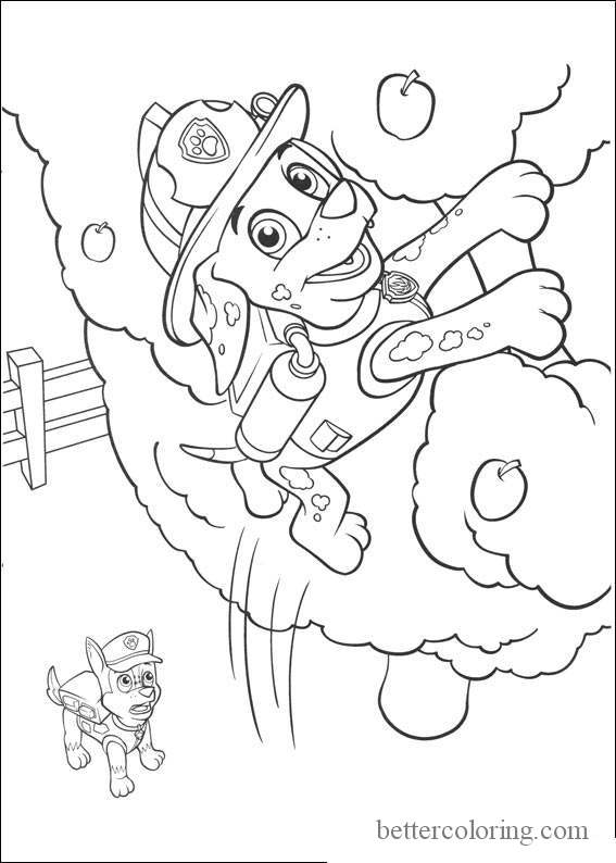 Free Paw Patrol Thanksgiving Coloring Pages Marshall is Jumping printable