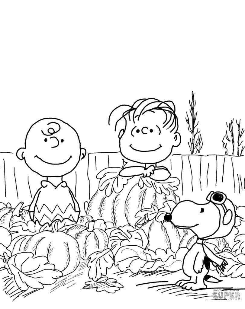 Free Pumpkins of Charlie Brown Thanksgiving Coloring Pages printable