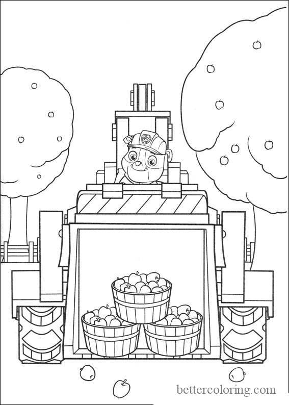Free Rubble from Paw Patrol Thanksgiving Coloring Pages printable