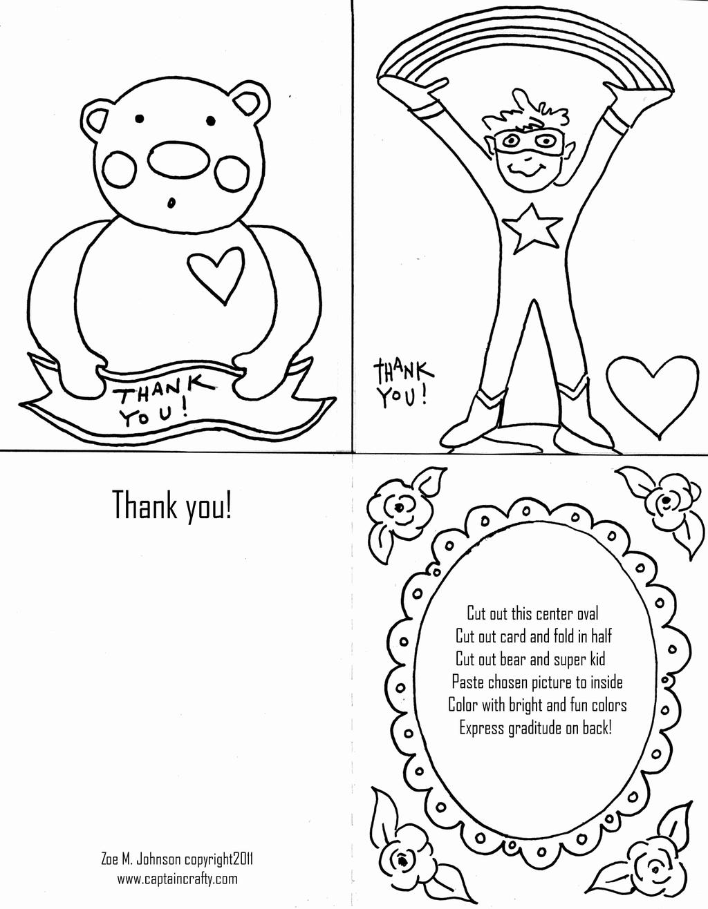 Free Thank You For Your Service Coloring Pages Card with Animals printable