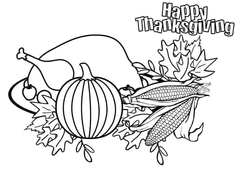 Free Thanksgiving Food Coloring Pages Happy Thanksgiving printable